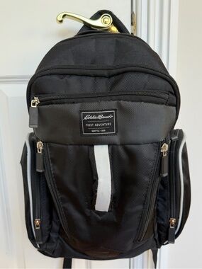 Eddie Bauer Black Diaper‎ Backpack with cooling storage and wipe holder